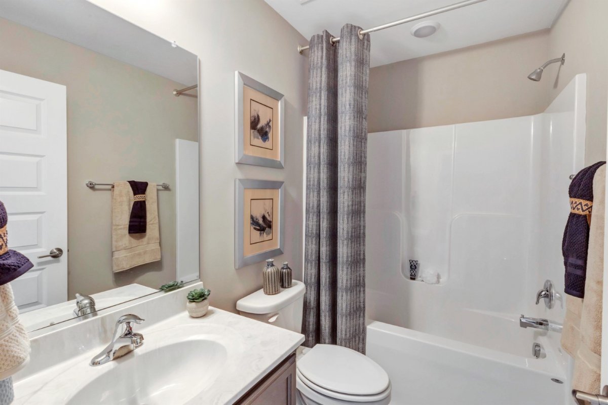 Sleek bathroom with modern amenities