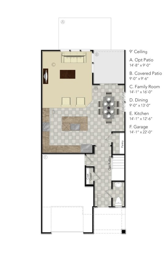 First floor plan for a brand new home