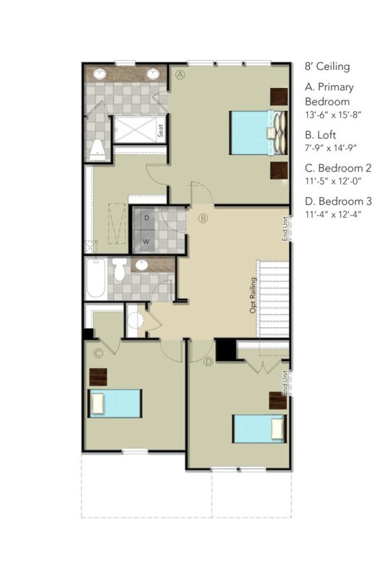 Second floor layout, new construction home